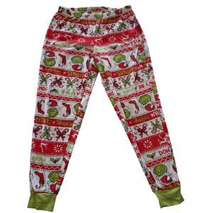 Dr Seuss Grinch Womens Medium Fleece Jogger Pajama Pants Christmas PJ Lounge